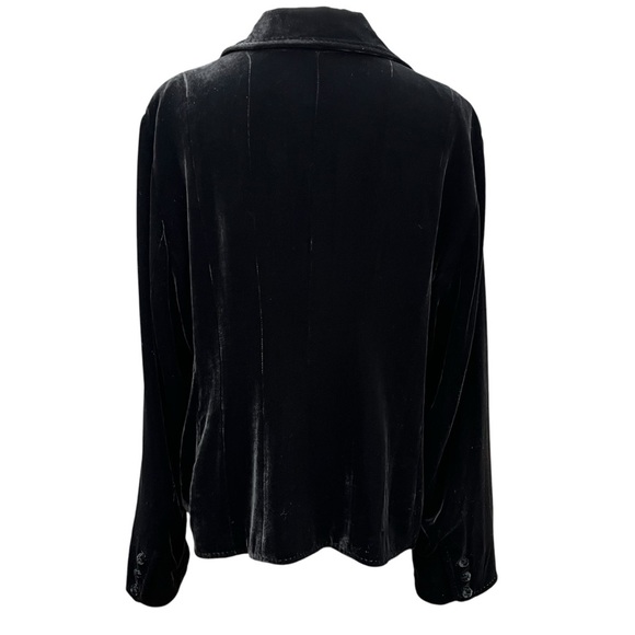 Eileen Fisher Black Velvet Blazer with Button Cuff Detail Size Large Rayon/Silk - Picture 8 of 13